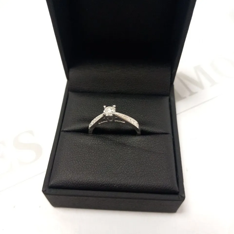 BOXED LOVE DIAMOND 9CT WHITE GOLD 30 POINT DIAMOND RING