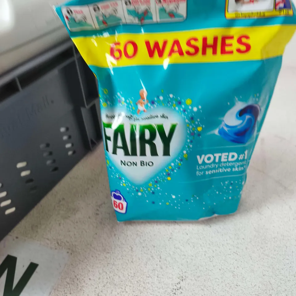 TOTE OF APPROXIMATELY 6 ASSORTED ITEMS TO INCLUDE: FAIRY NON BIO PODS