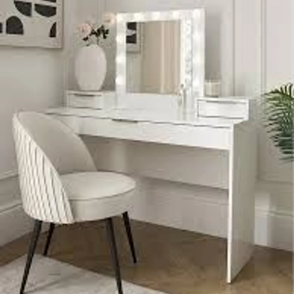 BESSY GLOSS DRESSING TABLE WITH MIRROR - WHITE