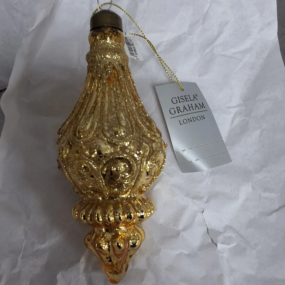 SET OF 6 GISELA GRAHAM DECORATIVE TREE BAUBLES IN GOLD