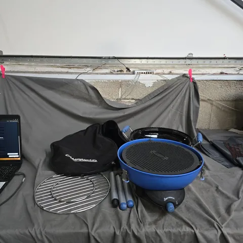 CAMPINGAZ PORTABLE GAS GRILL (BLUE) WITH CARRY BAG .