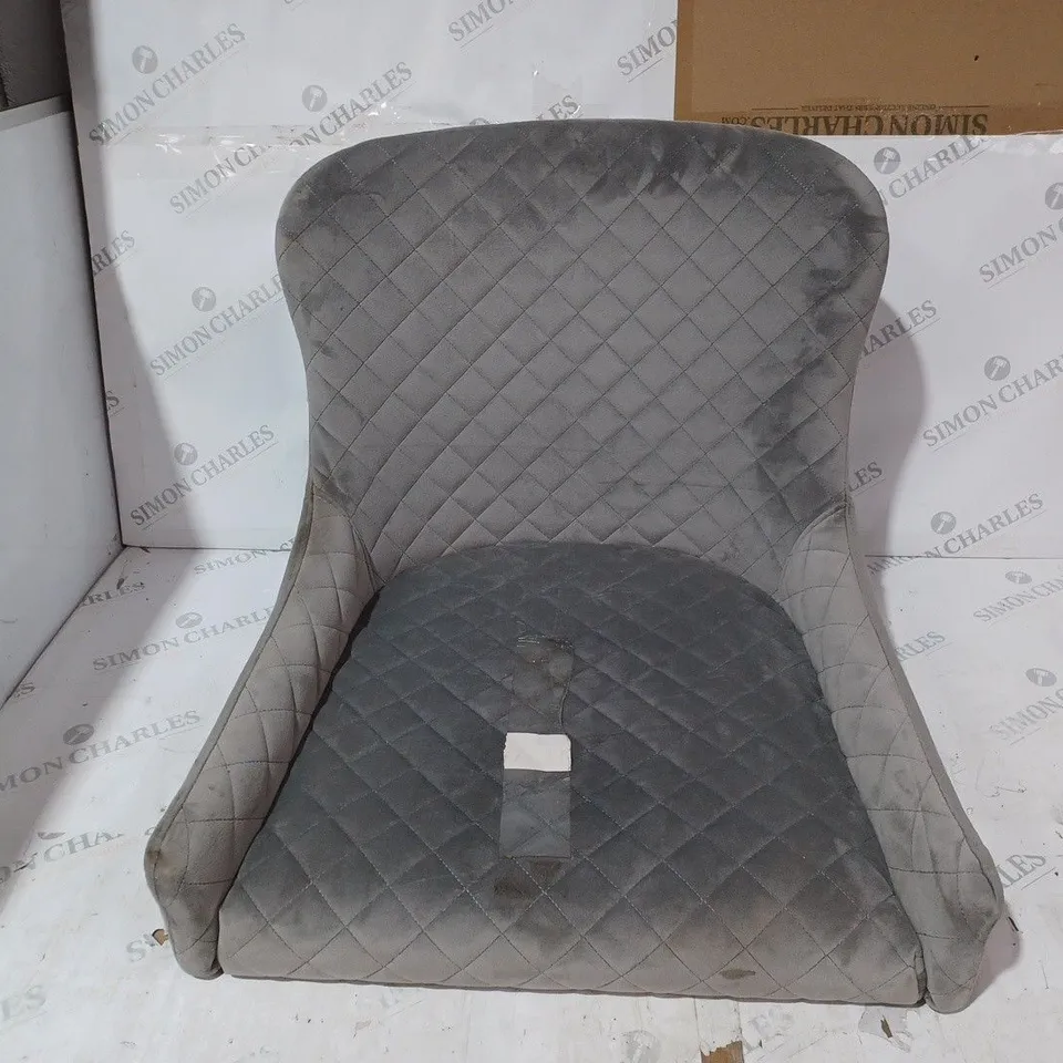 UNBRANDED QUILTED VELVET DINING CHAIR IN GREY