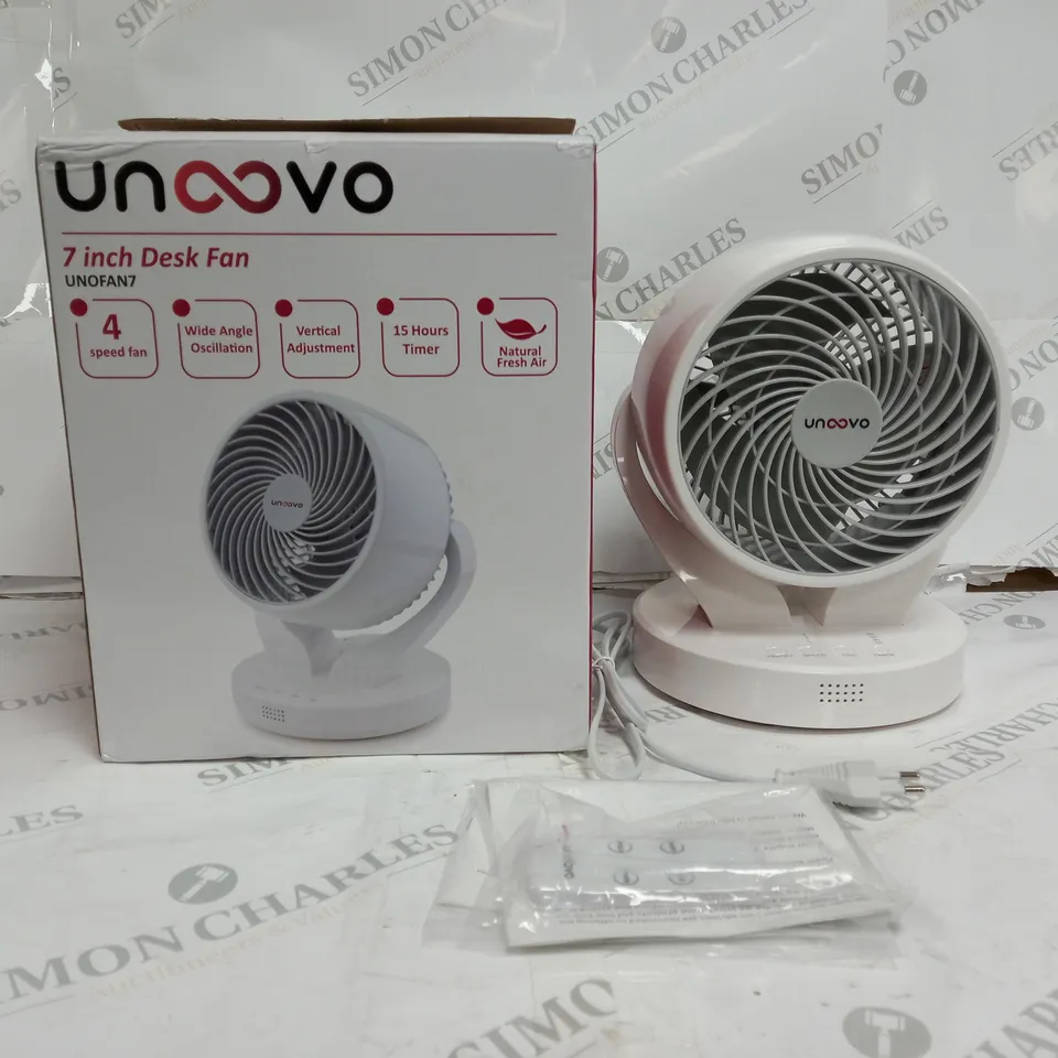 BOXED UNOOVO 7 INCH DESK FAN