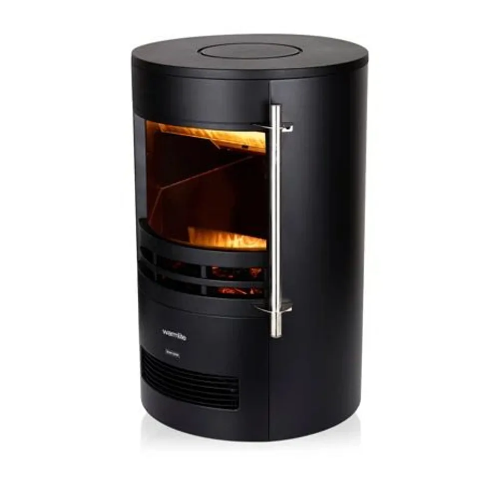 BOXED WARMLITE ELMSWELL ROUND CONTEMPORARY STOVE WITH 2 HEAT SETTINGS (1 BOX)