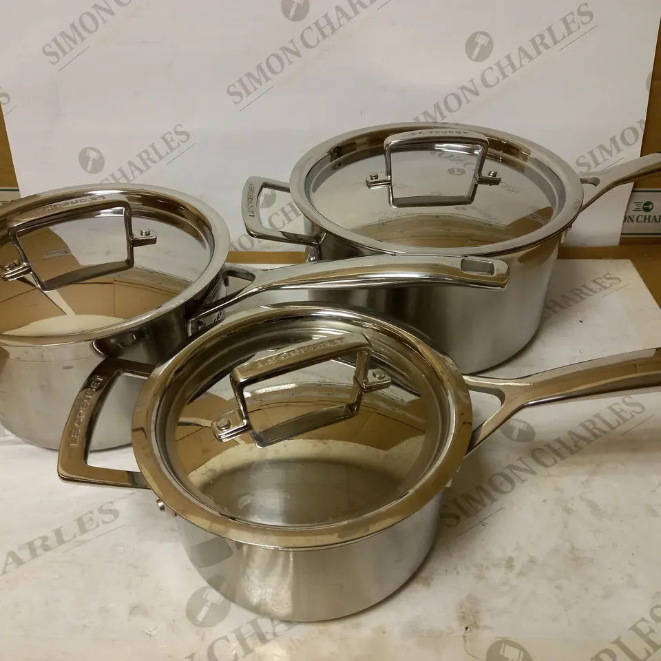LE CREUSET STAINLESS STEEL SAUCEPAN SET