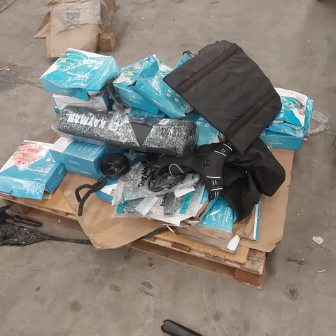 PALLET OF ASSORTED CONSUMER PRODUCTS INCLUDING: INTERACTIVE PET TOYS, FOAM ROLLER, FAN ECT 