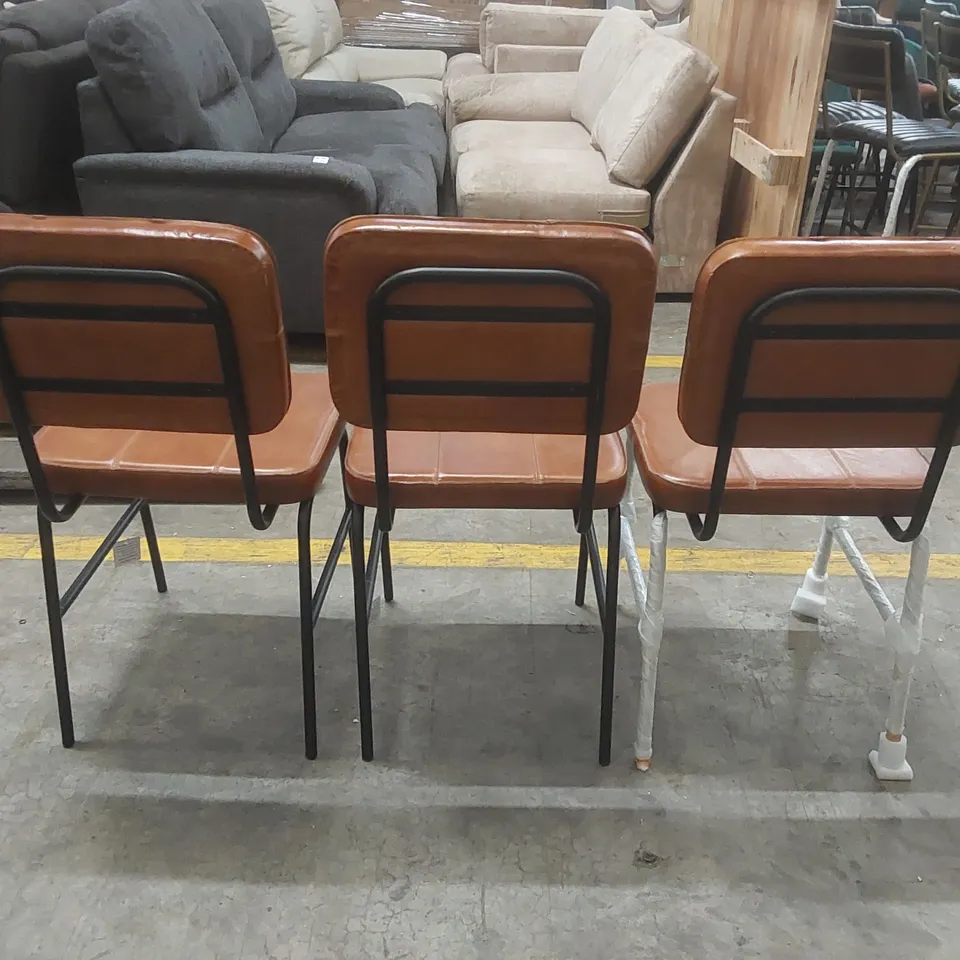 SET OF 3x LEATHER DINING CHAIRS