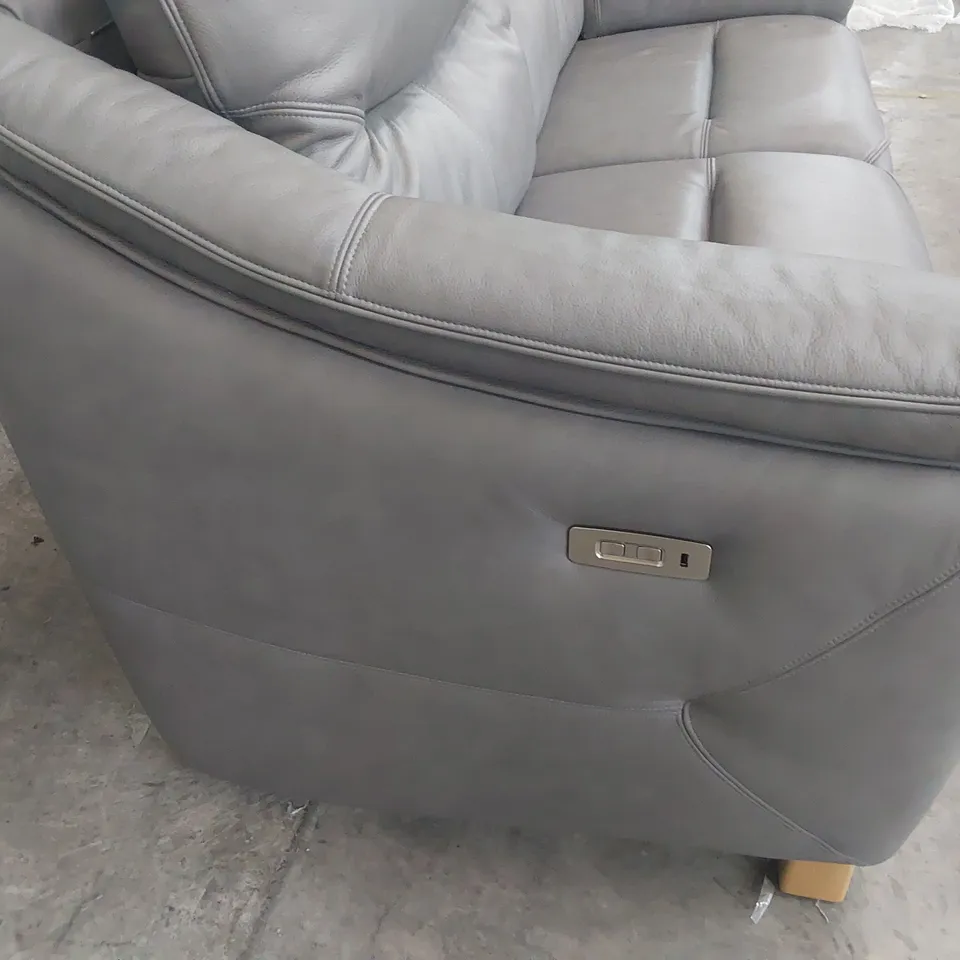 QUALITY BRITISH DESIGNER G PLAN JACKSON POWER RECLINING THREE SEATER SOFA CAPRI GREY LEATHER