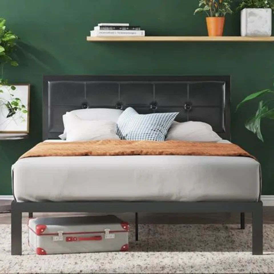 BOXED ALEXANDRA UPHOLSTERED FAUX LEATHER HEADBOARD BED FRAME - SIZE UNSPECIFIED (1 BOX)