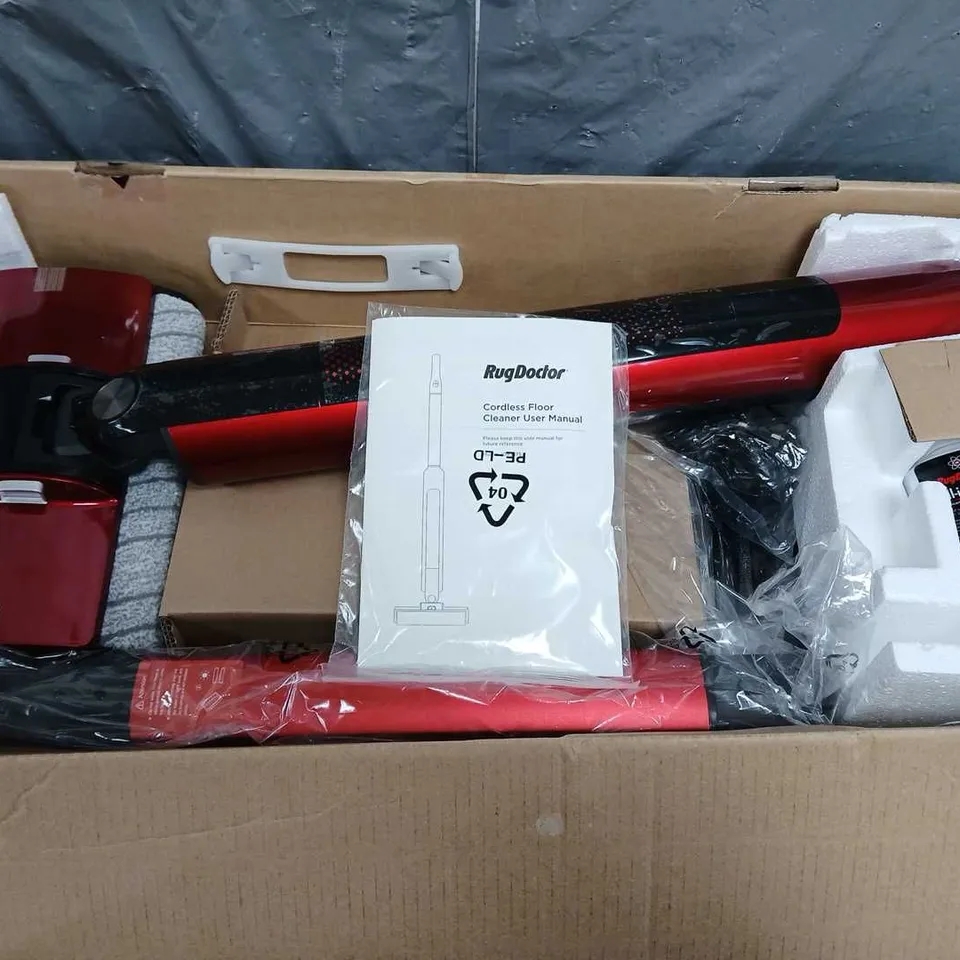 BOXED RUGDOCTOR CORDLESS FLOOR CLEANER IN RED