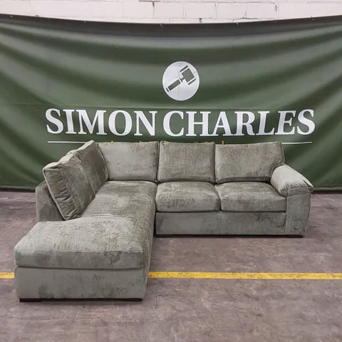 SALERNO STANDARD BACK FABRIC LEFT HAND CORNER CHAISE SOFA - GREEN