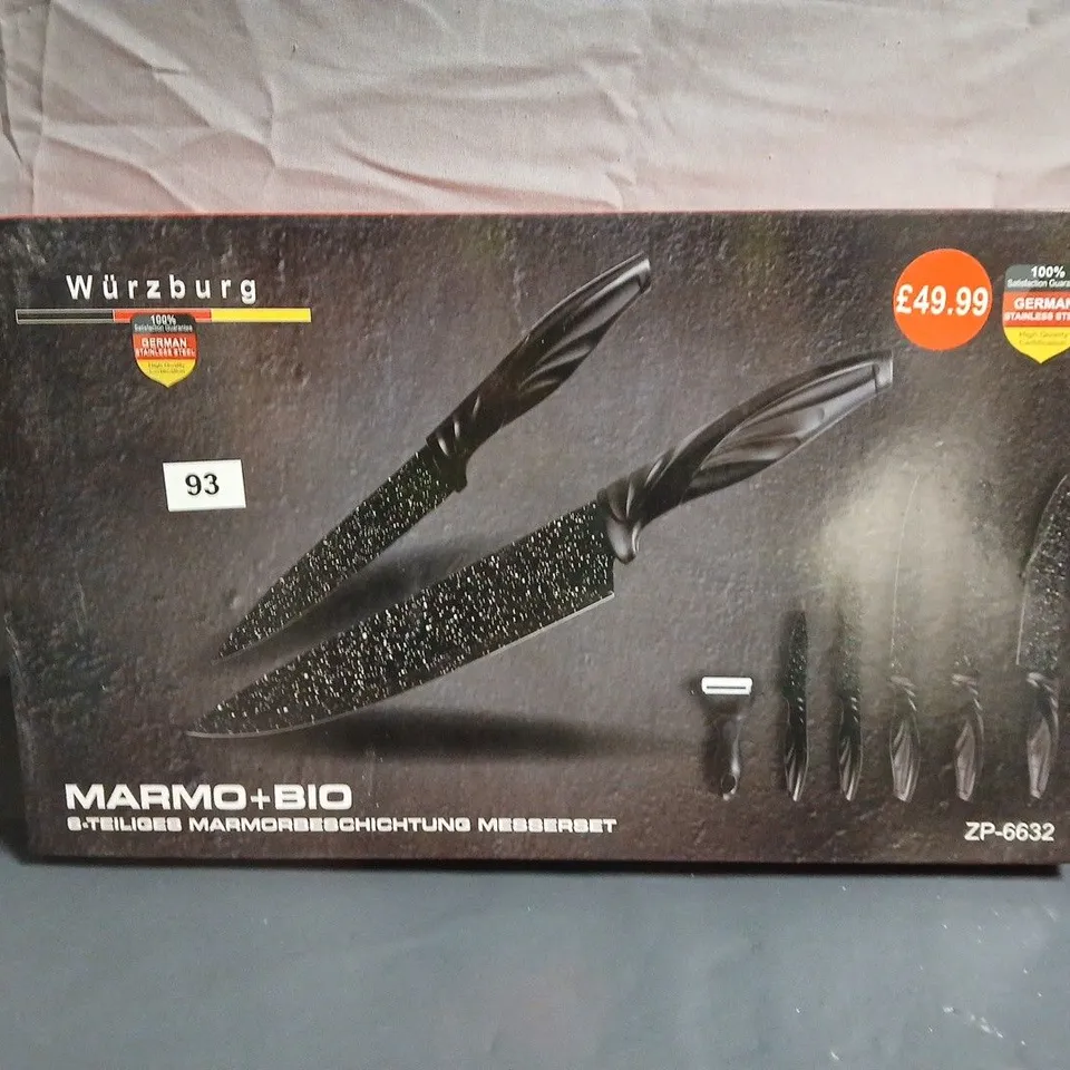 WÜRZBURG MARMO+BIO 9-PIECE MARBLE-COATED KNIFE SET