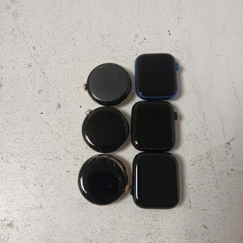 6 ASSORTED SMART WATCH FACES TO INCLUDE APPLE WATCH SERIES 8, GOOGLE PIXEL WATCH, APPLE WATCH SERIES 7, ETC