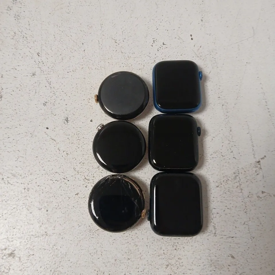6 ASSORTED SMART WATCH FACES TO INCLUDE APPLE WATCH SERIES 8, GOOGLE PIXEL WATCH, APPLE WATCH SERIES 7, ETC