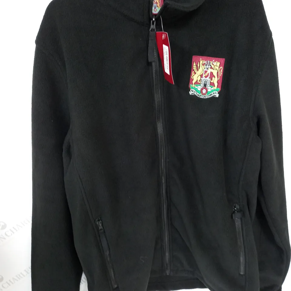 NORTHHAMPTON TOWN FC BLACK ZIP THROUGH FLEECE - LARGE