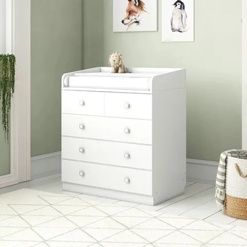 BOXED AARAV 5 DRAWER CHANGING TABLE - WHITE (2 BOXES)