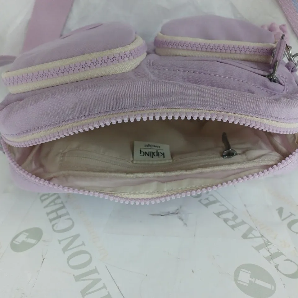 KIPLING LIVE LIGHT SMALL SHOULDER BAG MULTIPLE COMPARTMENTS WITH A GORILLA KEYRING LILAC