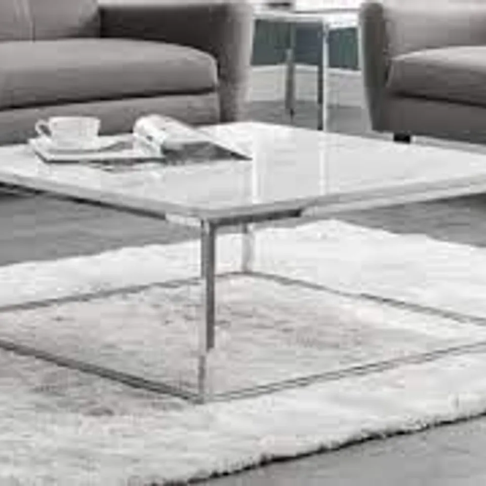 BOXED SCALA WHITE MARBLE AND CHROME COFFEE TABLE (1 BOX)