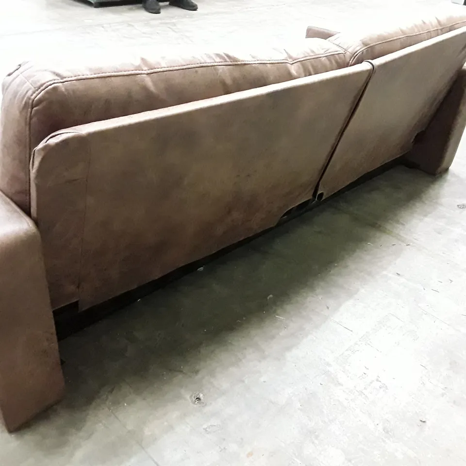 QUALITY DESIGNER 3 SEATER SOFA - BROWN LEATHER