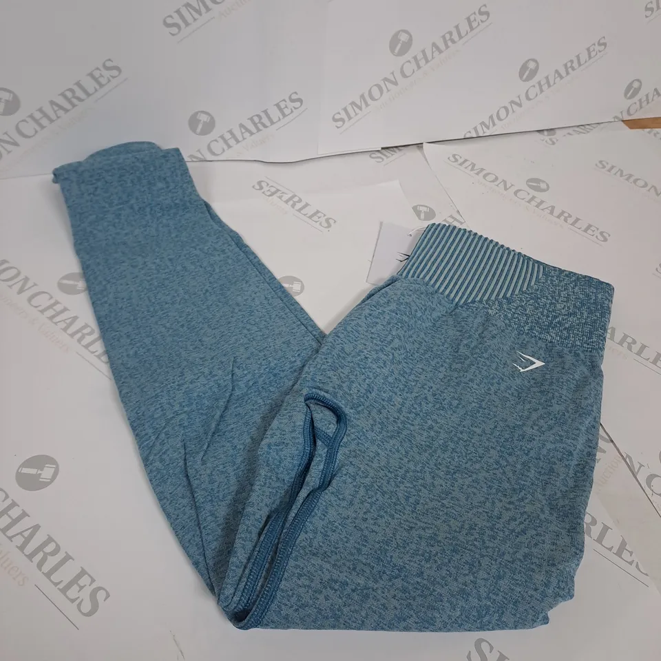 GYMSHARK MARL SEAMLESS LEGGINGS IN BLUE - SIZE MEDIUM 