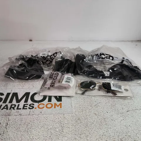 BOX OF APPROXIMATELY 35 ASSORTED CLOTHING/ACCESSORIES ITEMS TO INCLUDE LACE PLUNGE UNDERWIRE BRA, WRAP AROUND SUNGLASSES ETC