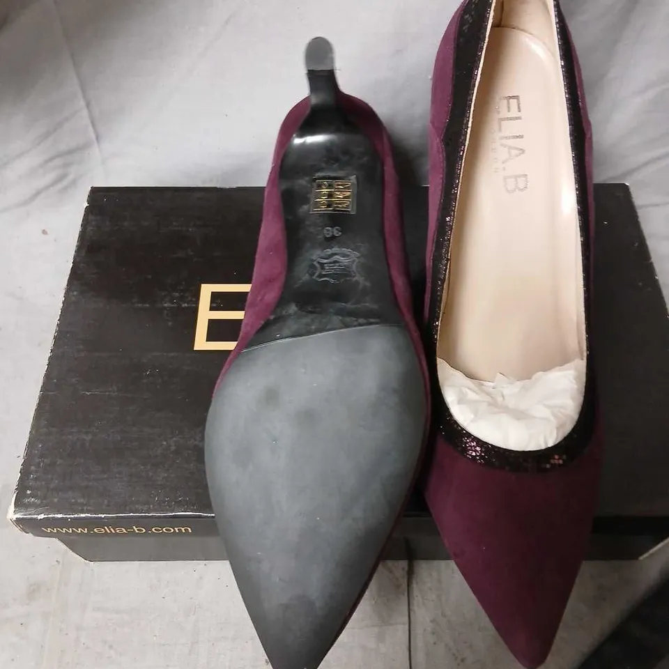 ELIA B LONDON DIANA SUEDE PUMPS – UK 5 (EU 38) – BURGUNDY/PURPLE