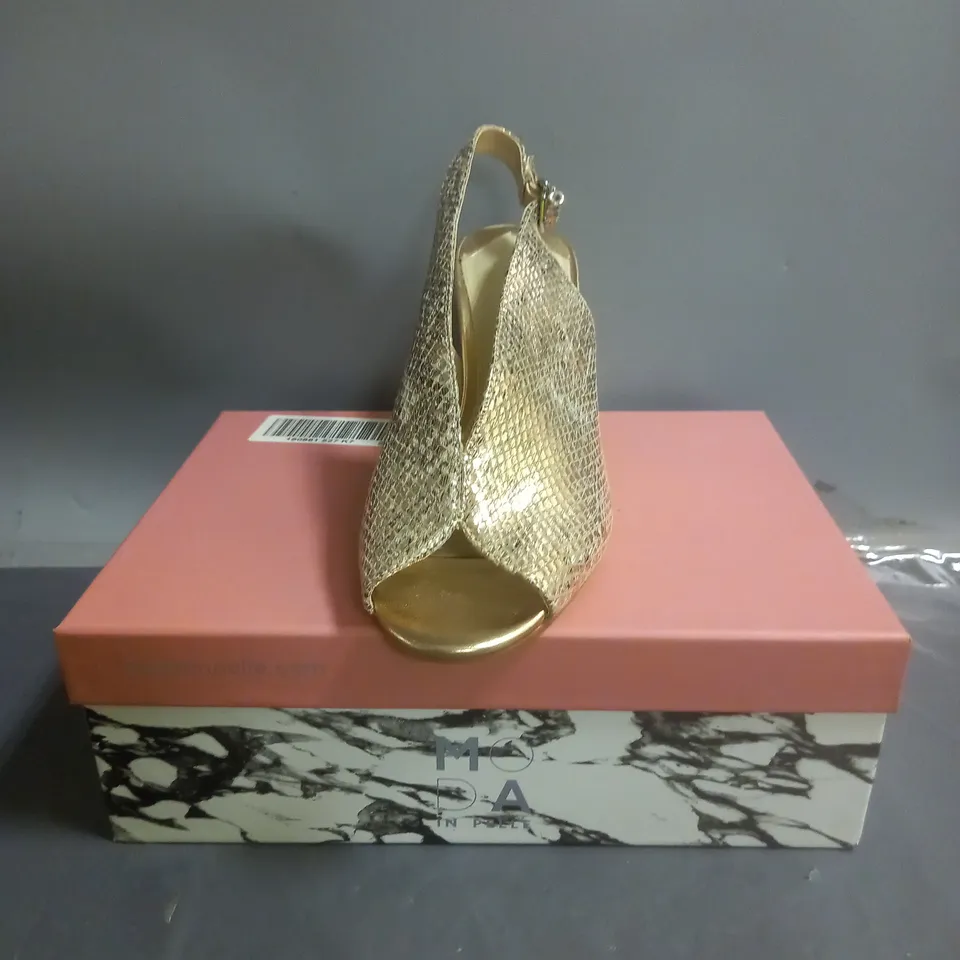 MODA IN PELLE CHRISSI SNAKE PRINT SLING BACK SANDALS ROSE GOLD SIZE EU 40
