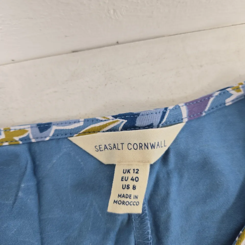 SEASALT CORNWALL WOMEN'S BLUE FLORAL GARMENT UK 12 (EU 40) – MADE IN MOROCCO