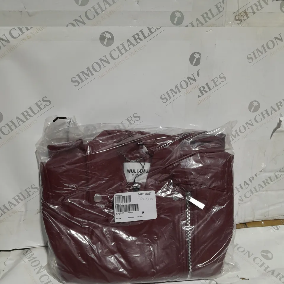 WULI;LUU BY GOK WAN BURGUNDY LEATHER BIKER JACKET 