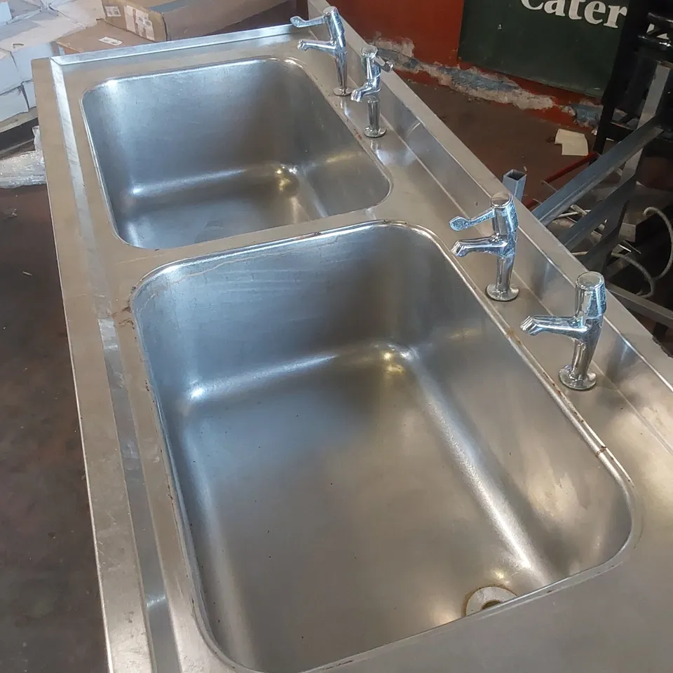 STAINLESS STEEL DOUBLE COMMERCIAL KITCHEN SINK UNIT