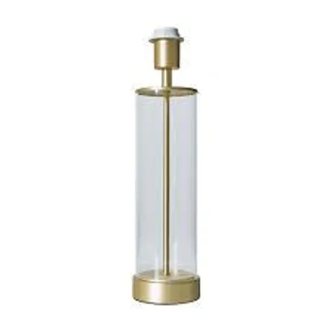 BOXED VALUELIGHTS BALAN CONTEMPORARY MATT GOLD AND CLEAR TUBE TABLE LAMP BASE