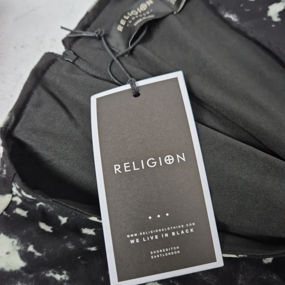 RELIGION CLOTHING – CREAM & BLACK PRINT WOMEN’S GARMENT, UK 20