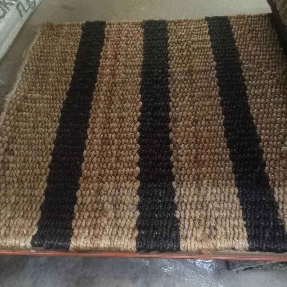 HANDWOVEN BLACK STRIPE JUTE RUG 60X240CM