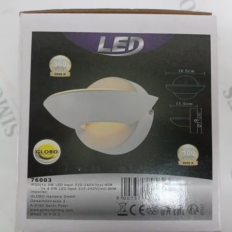BOXED GLOBO LED WALL SCONCE LIGHT WHITE