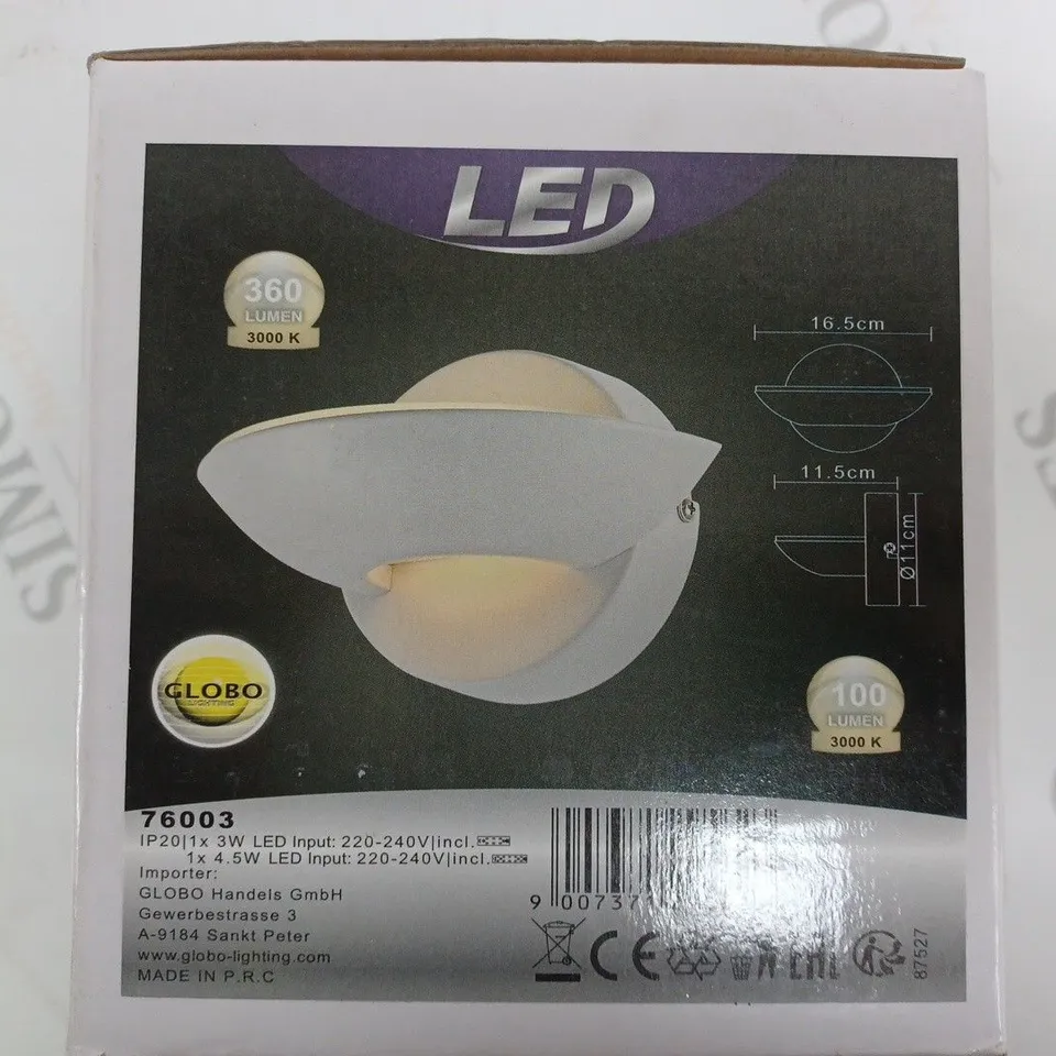 BOXED GLOBO LED WALL SCONCE LIGHT WHITE