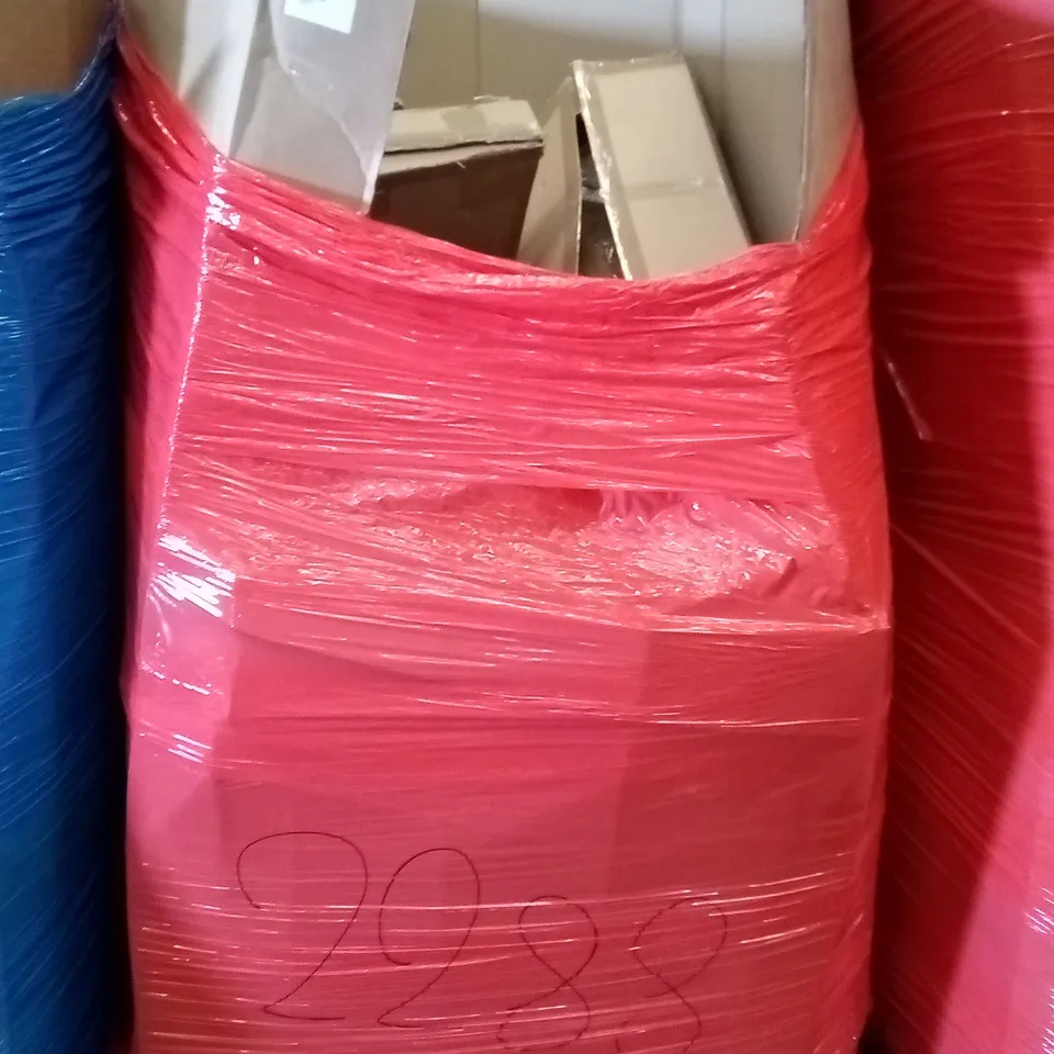 PALLET OF ASSORTED ITEMS INCLUDING HOMIDEC DESK, SPACE HEATER, AIR MULTIPLIER TOWER FAN, GARDEN WEED PICKER, PICTURE FRAME