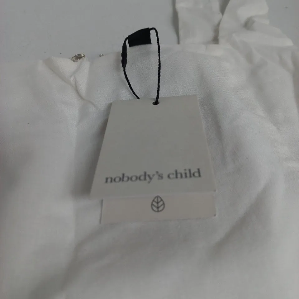 NOBODY'S CHILD WHITE VALENCIA SQUARE-NECK WAISTCOAT TOP, UK 10
