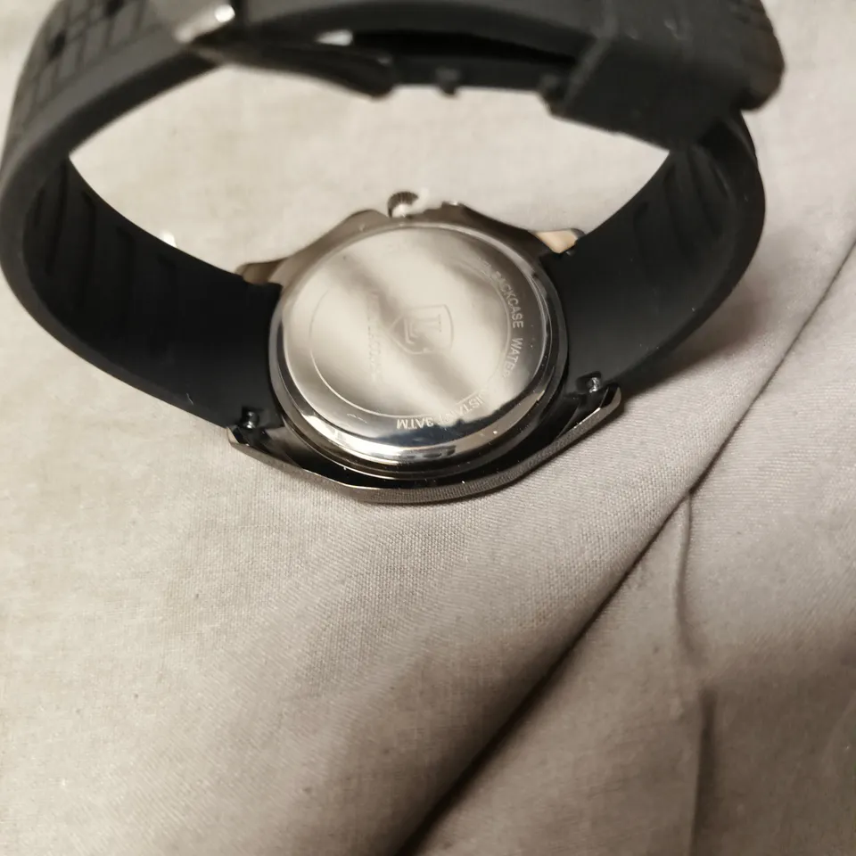 MENS LOUIS LACOMBE WATCH – GREEN DIAL WITH DATE – RUBBER STRAP 