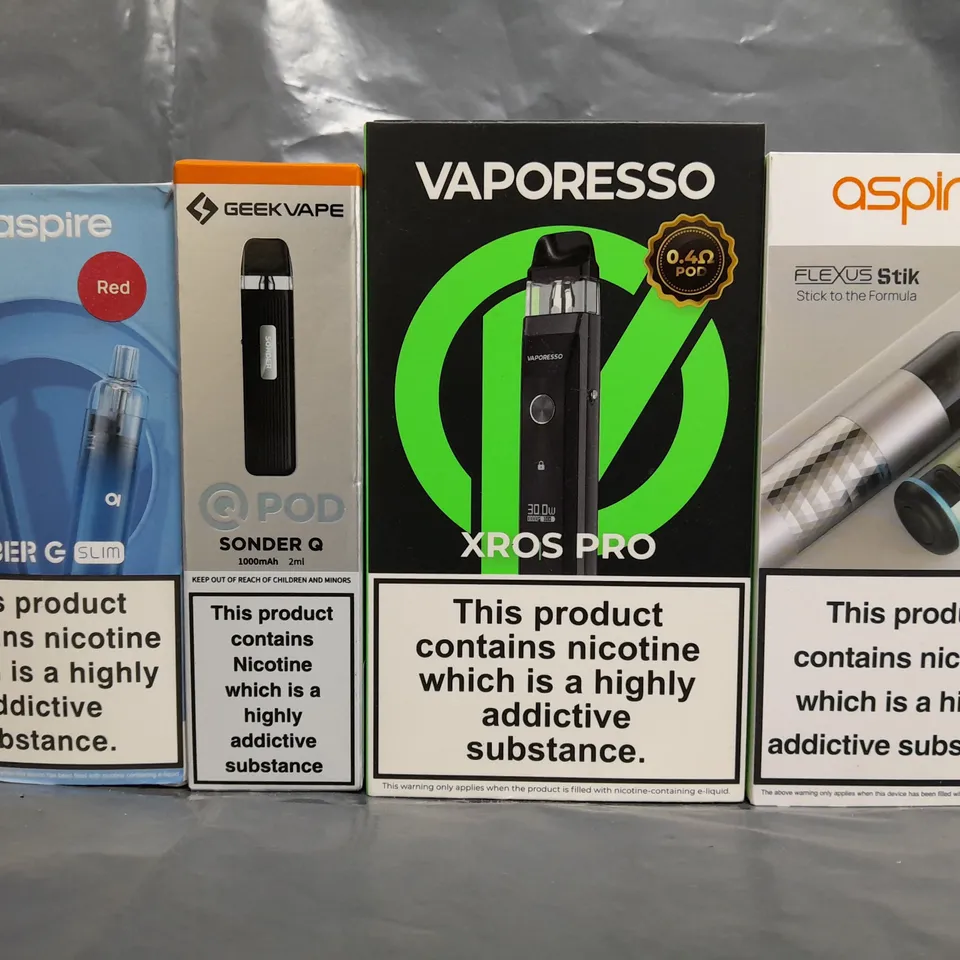 BOX OF APPROXIMATELY 10 ASSORTED E-CIGARETTE/VAPING PRODUCTS - MAKES, MODELS, COLOURS, AND STYLES VARY - COLLECTION ONLY