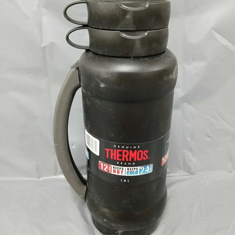 THERMOS VACUUM INSULATED GLASS DOUBLE WALL FLASK IN BLACK