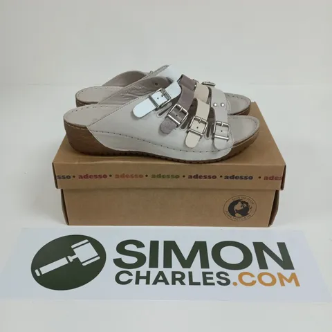 BOXED PAIR OF ADESSO OPEN TOES STRAPPY SHOES IN WHITE - SIZE 40