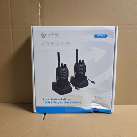 ESYNC WALKIE TALKIES PMR446 16CH 2‑WAY RADIOS – 2 PACK (ESY082)