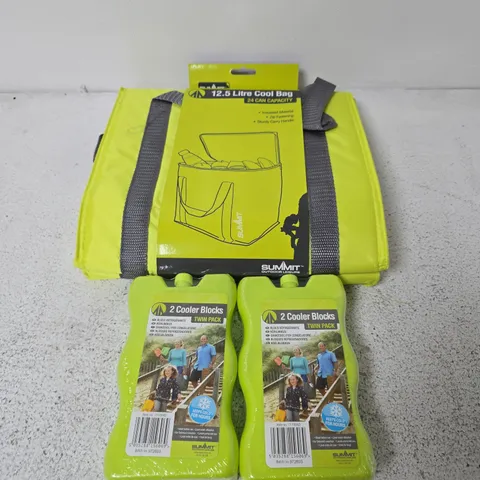 SUMMIT OUTDOOR LEISURE 12.5 LITRE COOL BAG WITH 2 COOLER BLOCKS TWIN PACK