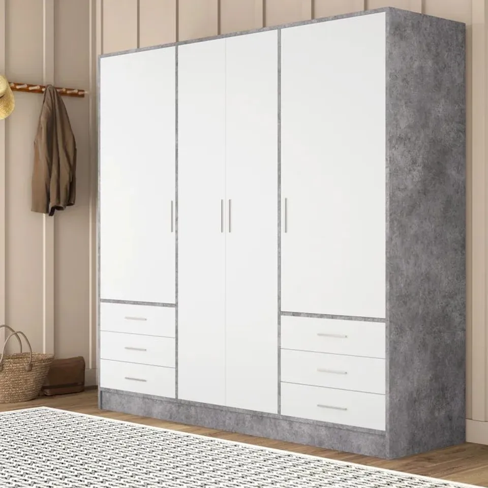 SHOAF 4 DOOR WARDROBE COLOUR CONCRETE GREY