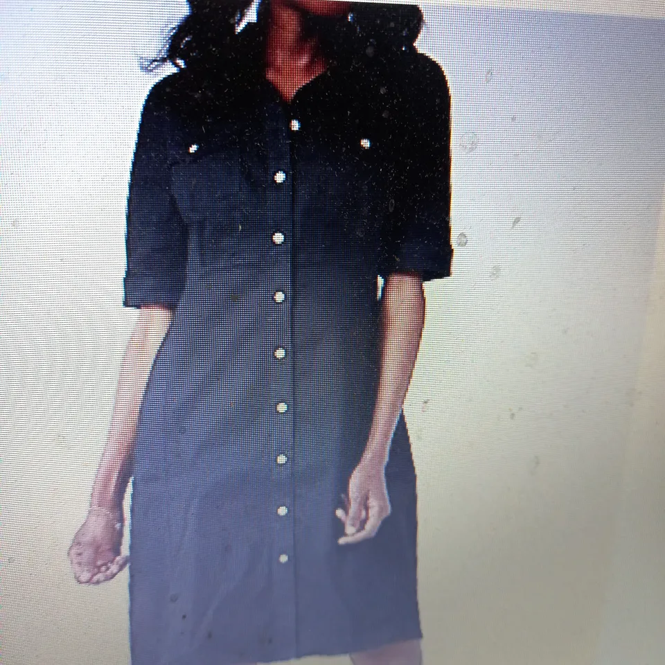 4 x NINA LEONARD Elbow Sleeve Button Up Stretch Denim Dress BLACK 2XL