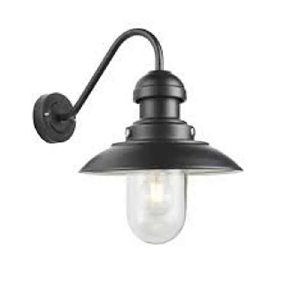 BOXED ENDON HEREFORD 1 LIGHT OUTDOOR WALL LIGHT BLACK CLEAR