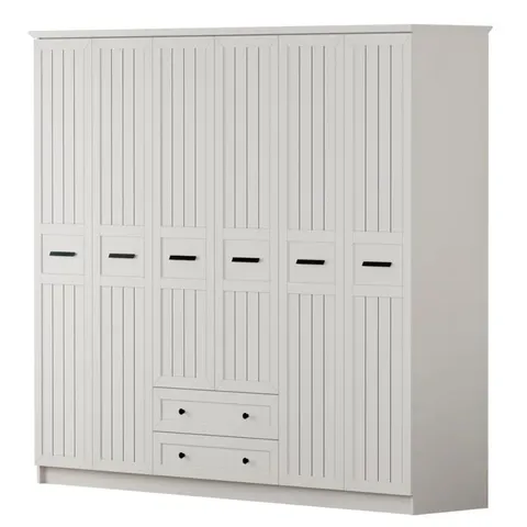 BOXED BRIDGER 6 DOOR MANUFACTURED WOOD WARDROBE (4 BOXES)