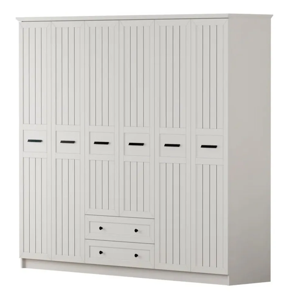 BOXED BRIDGER 6 DOOR MANUFACTURED WOOD WARDROBE (4 BOXES)