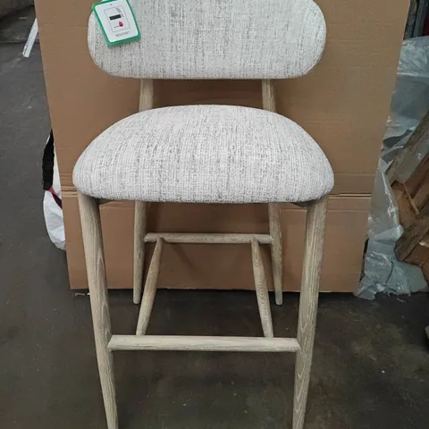 TEXTURED OFF WHITE HIGH DINING CHAIR ON WOODEN BASE