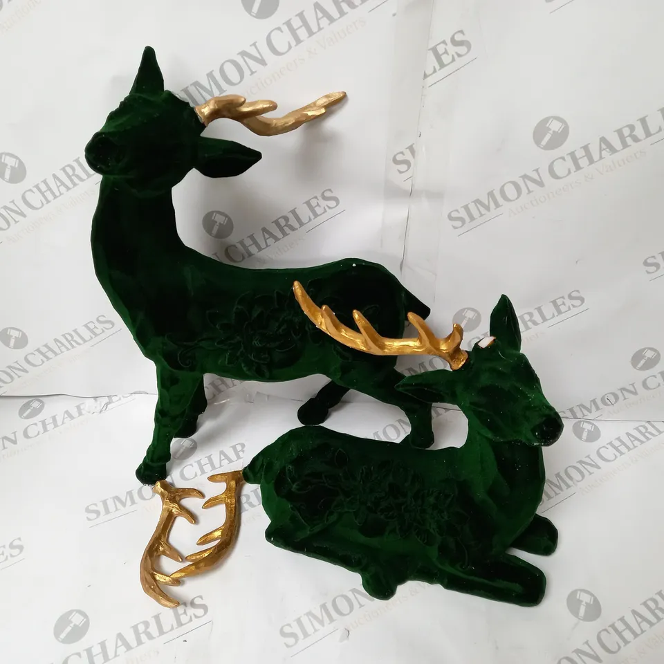 ALISON CORK SET OF 2 VELVET HENRY STAGS
